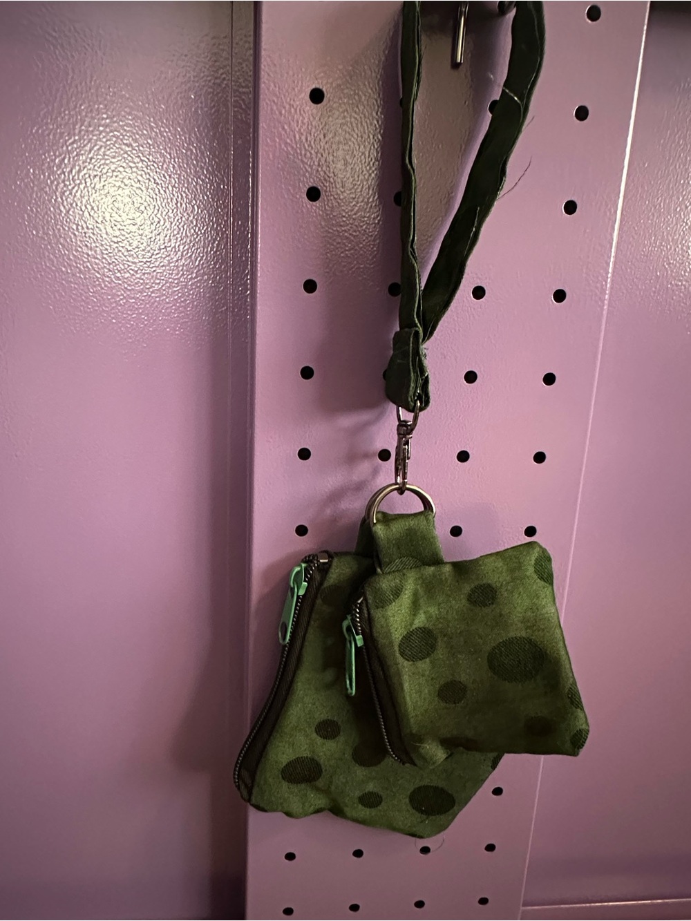Olive Green Polka Dot Mini Wristlet Bag